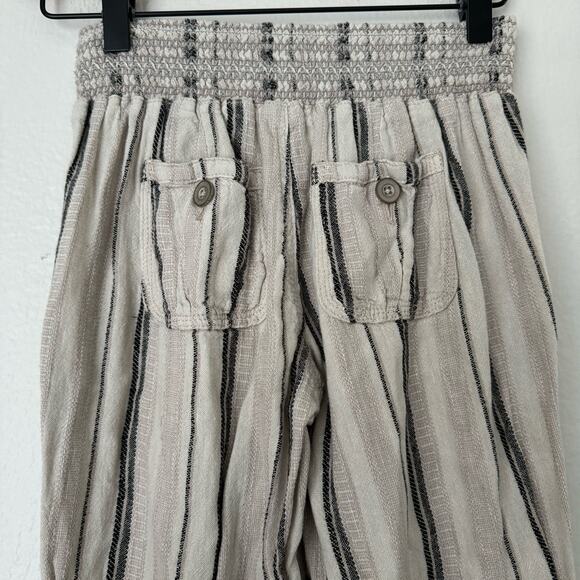 Sky & Sparrow Womens Brown Flowy Pant Linen Blend Stretch Waist Boho Size Small - Picture 7 of 9